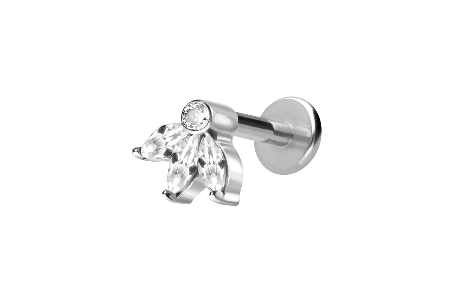 Titan Labret Piercing mit Innengewinde LOTUSBLÜTE